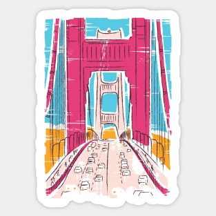 Vintage Sketch Art of Golden Gate Bridge San Francisco Sticker